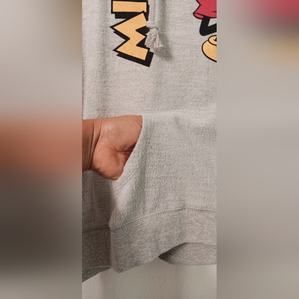 NWT Disney Mickey Mouse Gray Cotton Hoodie Sweater Juniors Size L - Picture 4 of 12